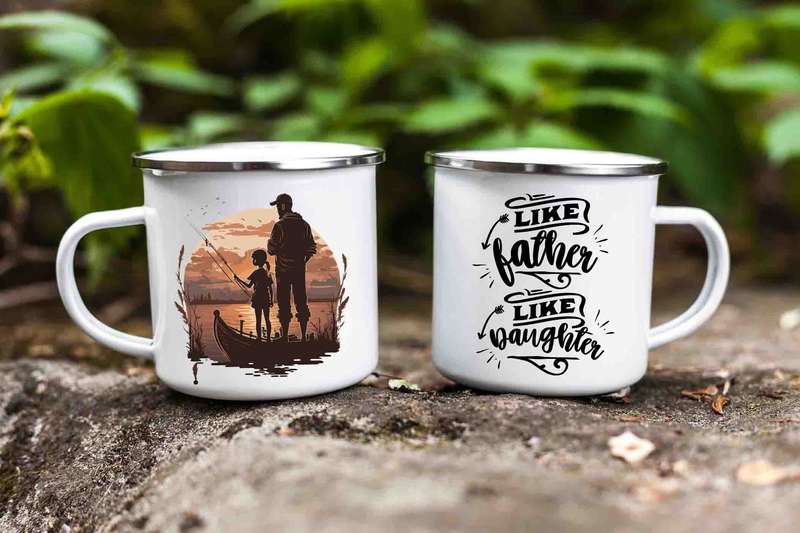 Like father like daughter enamel fishing mug 8