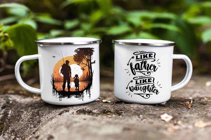 Like father like daughter enamel fishing mug 9