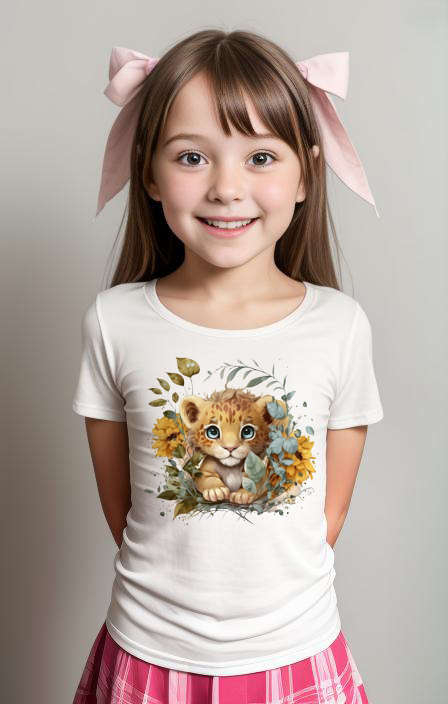 Floral Baby Lion girls T-shirt