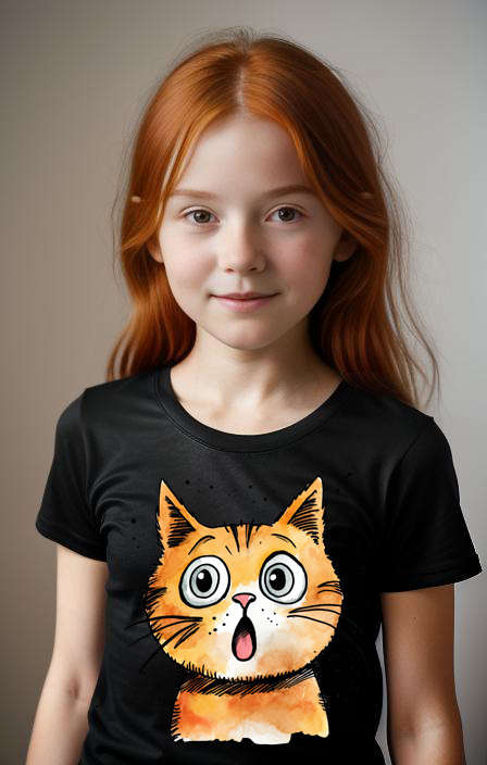 Girls T-shirt surprised Cat D