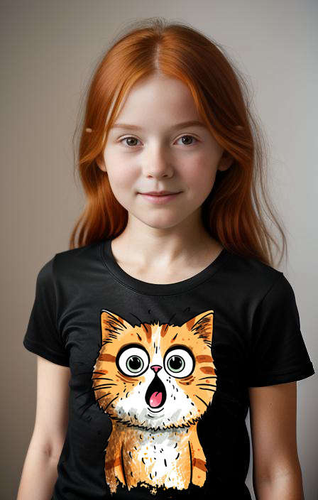 Girls T-shirt surprised Cat E