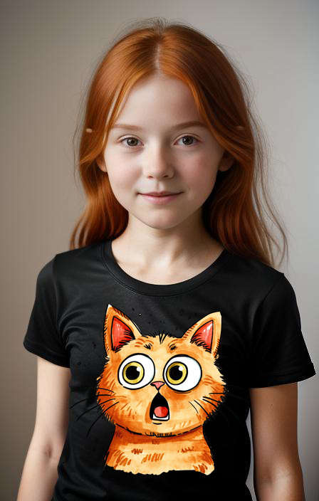 Girls T-shirt surprised Cat F