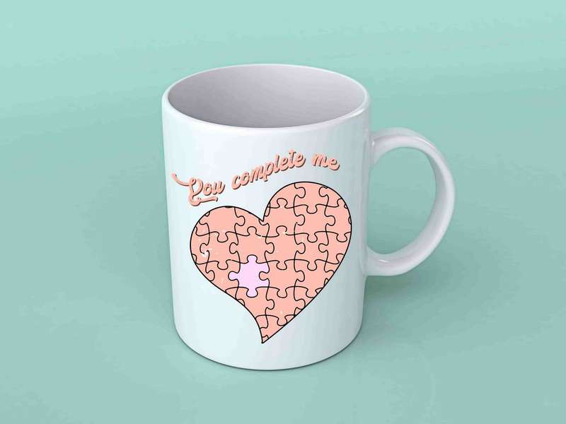 You complete me heart puzzle coffee mug