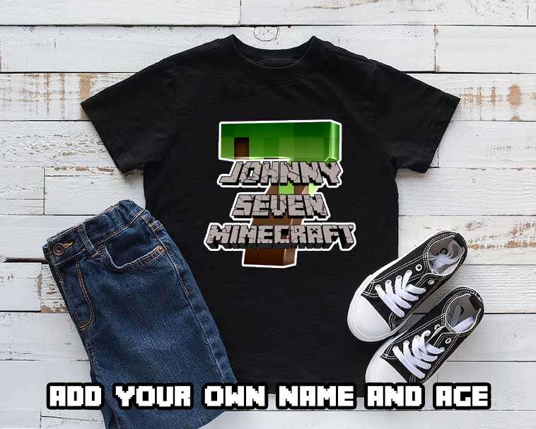 Customised minecraft Birthday shirt 3