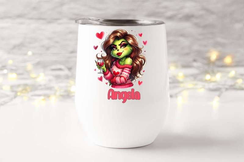 Green girl and wine Tumbler 1