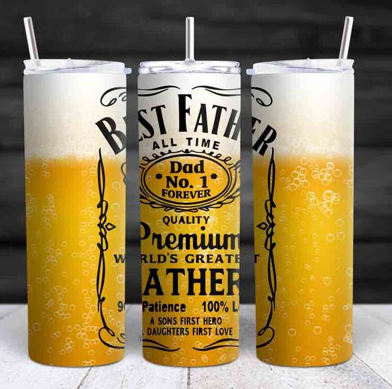 Skinny tumbler Dad best father beer