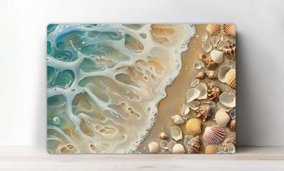 Cutting board with beach