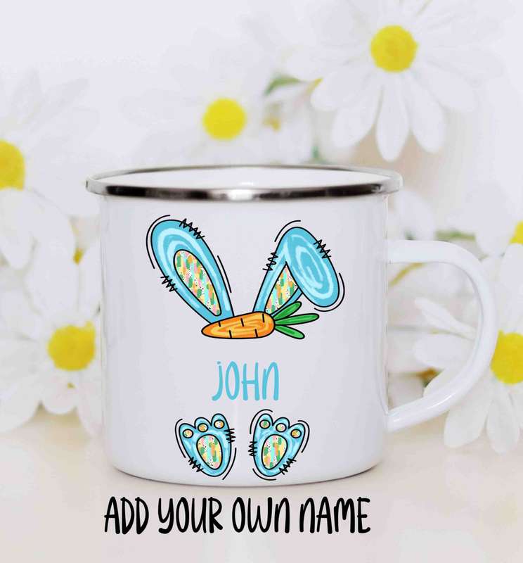 Easter bunny and name enamel mug 4