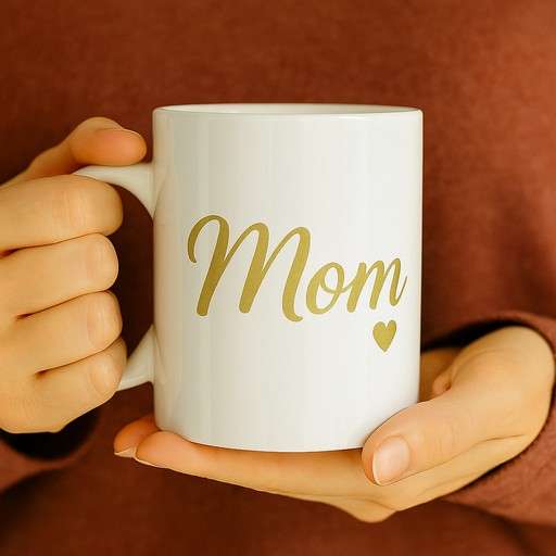 Gold Mom and heart mug