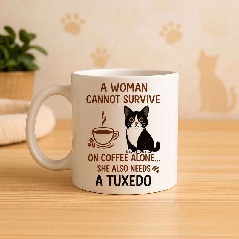 Tuxedo cat Coffee Mug  Coffee Alone Isn't Enough