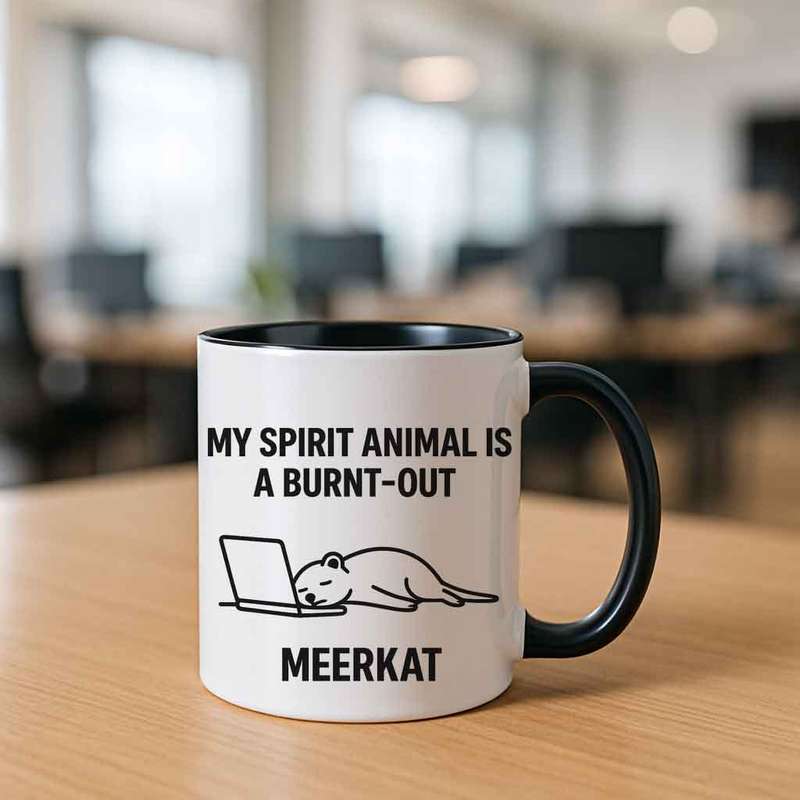 Burnt Out Meerkat mug