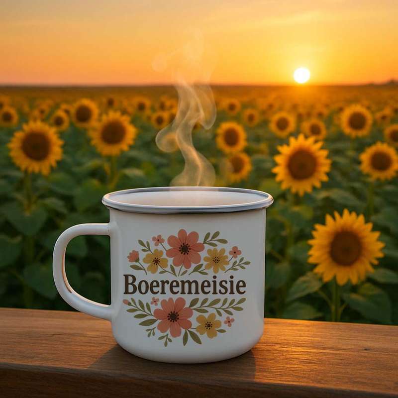 Afrikaans mug - Boeremeisie flowers
