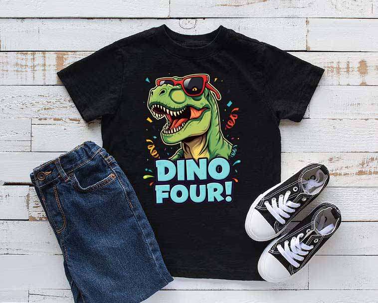Dino Four Dinosaur Birthday T-shirt