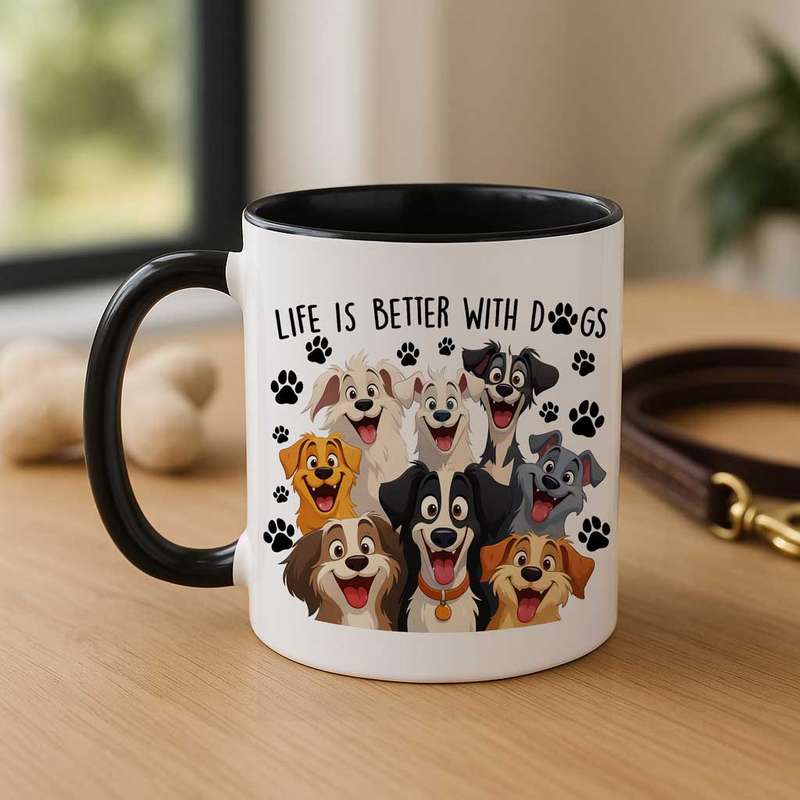 Life Is Better With Dogs  Happy Pack Two-Tone Coffee Mug