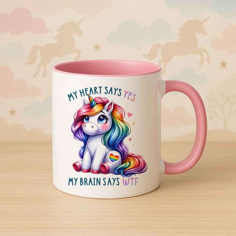 Heart vs Brain Unicorn Mug