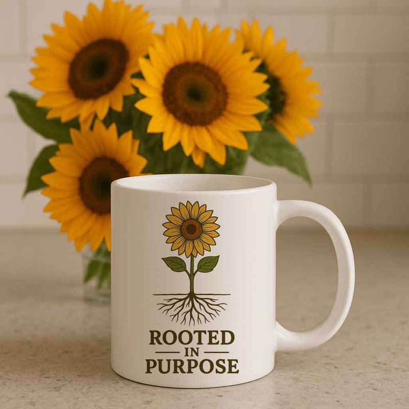 Sunflower Mug Rooted in Purpose