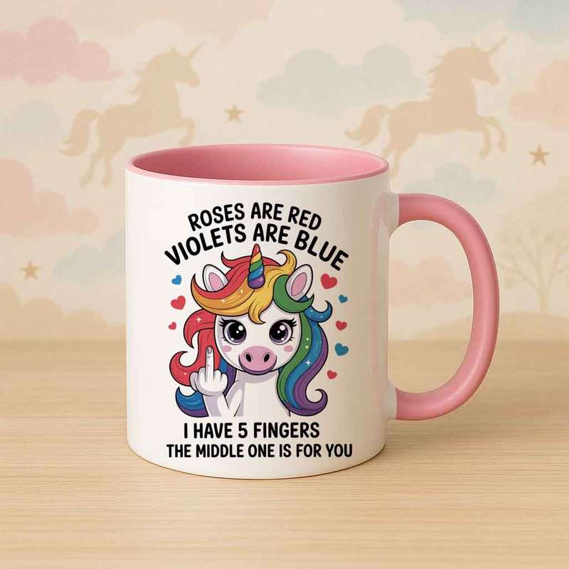 Roses Are Red Unicorn Mug (Middle Finger Edition)
