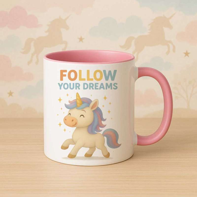 Unicorn inspirational mug-follow your dreams