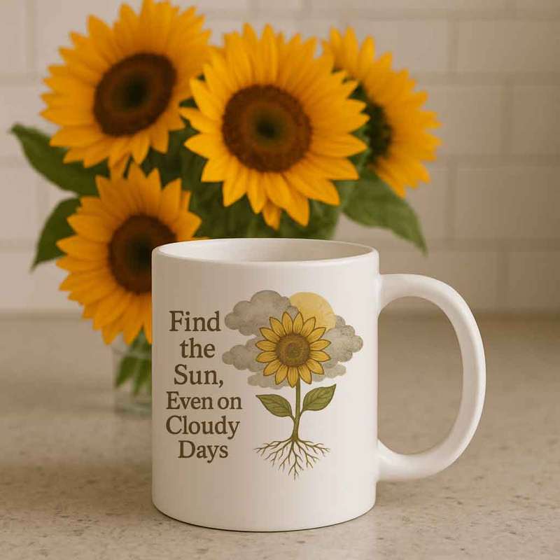 Sunflower Mug Find the Sun-Even on Cloudy Days
