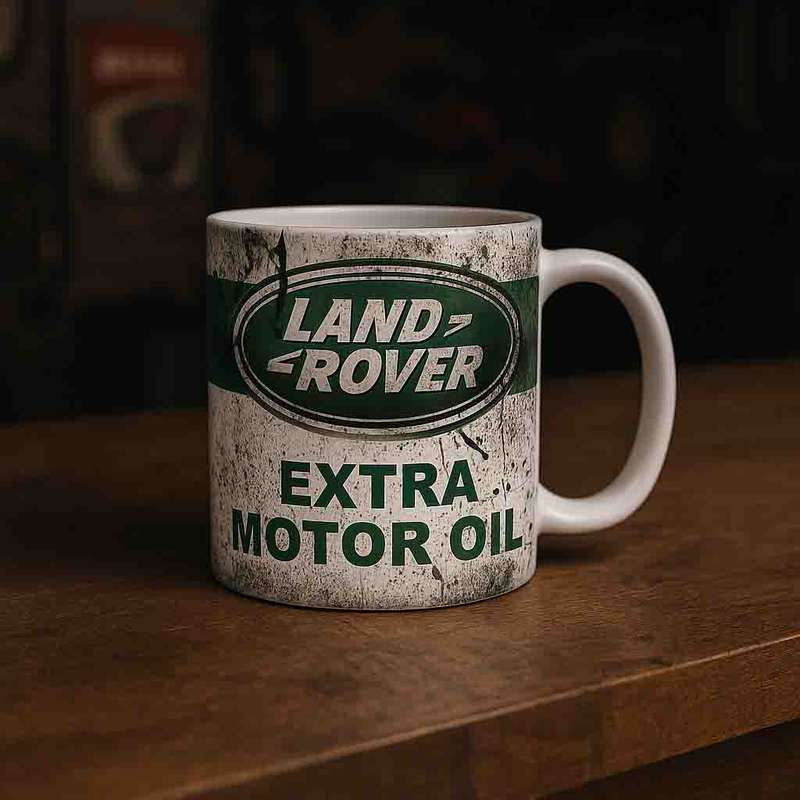 Land Rover oil stain coffee mug