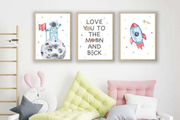 Watercolor Space Nursery digital Print