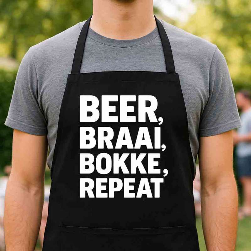 Afrikaans Braai Apron  Beer Braai Bokke Repeat