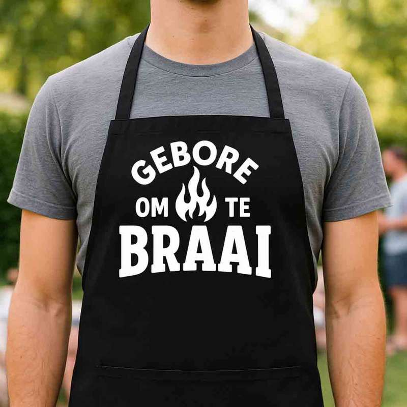 Afrikaans Braai Apron  Gebore om te Braai