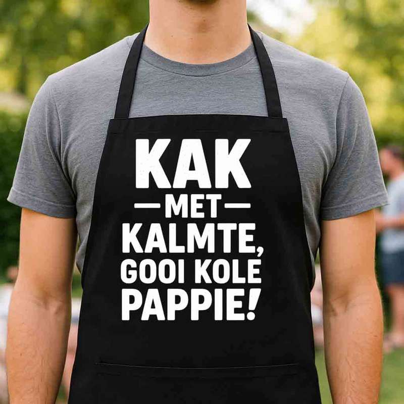 Afrikaans Apron  Kak Met Kalmte, Gooi Kole Pappie!