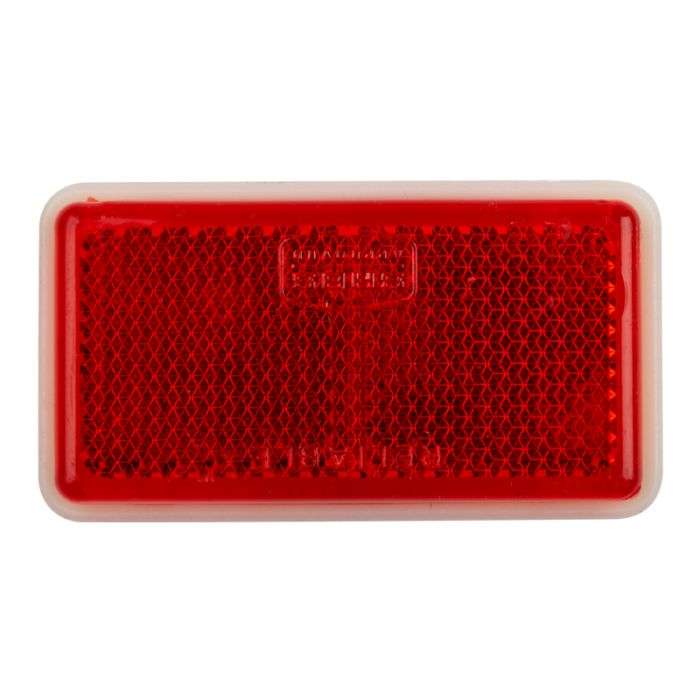 BULK PACK 10 X RECTANGULAR REFLECTOR STICK ON RED 65MM