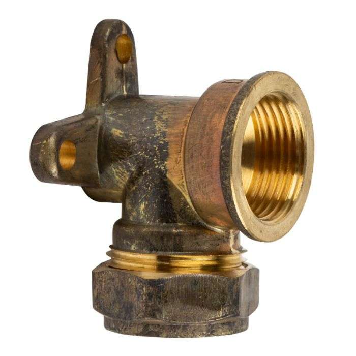 BULK PACK 10 X COMPRESSION BRASS ELBOW WALL PLATE 22MMX3/4 SABS