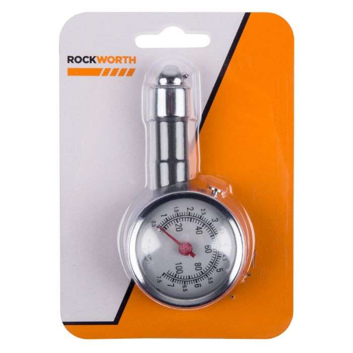 ROCKWORTH TYRE AIR PRESSURE GAUGE METAL