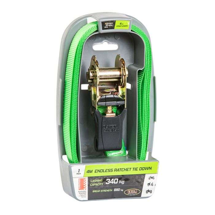 RATCHET TIE DOWN END PAD 4M GREEN