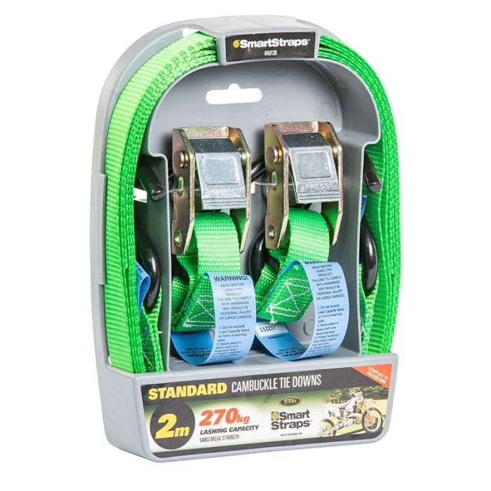 RATCHET TIE DOWN CAMBUCKLE 2M 2PC GREEN