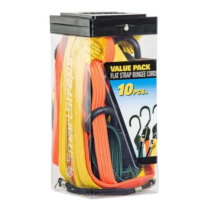 BUNGEE STRAPS FLAT ASSORTMENT 10PC