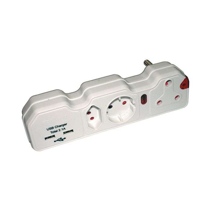 CURRENT ADAPTOR 1X16A1X5A1XSCHUKO2XUSB SURGE