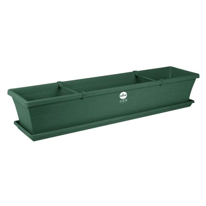 BULK PACK 6 X SEBOR SILL PLANTER & SAUCER & CLIPS 75CM GREEN