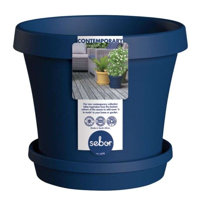 BULK PACK 6 X SEBOR SUPER POT & SAUCER SET 15CM CLASSIC BLUE