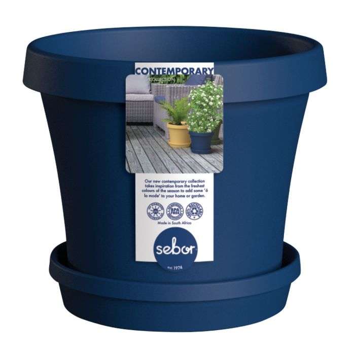 BULK PACK 6 X SEBOR SUPER POT & SAUCER SET 20CM CLASSIC BLUE
