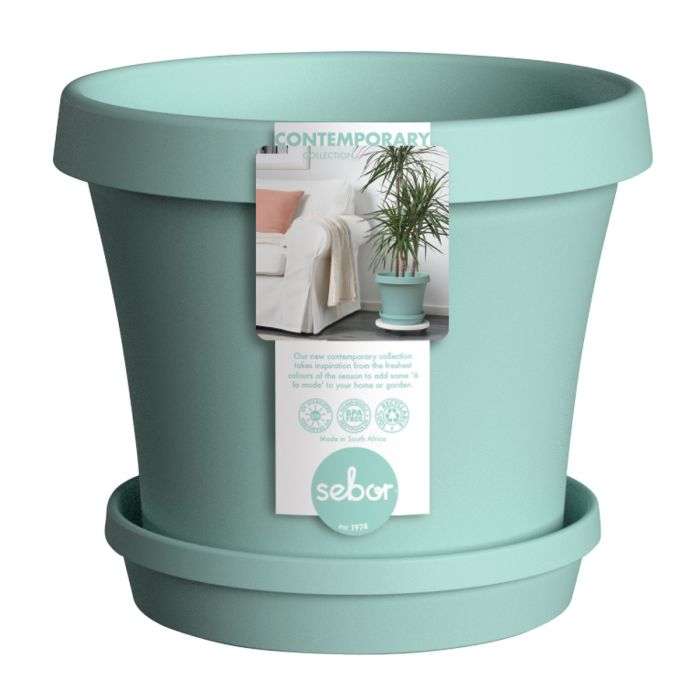 BULK PACK 4 X SEBOR SUPER POT & SAUCER SET 25CM TEAL