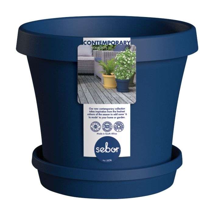 BULK PACK 2 X SEBOR SUPER POT & SAUCER SET 30CM CLASSIC BLUE