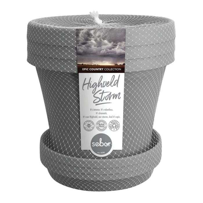BULK PACK 4 X SEBOR SUPER POT & SAUCER ST 25CM X3 HIGHVELD STORM