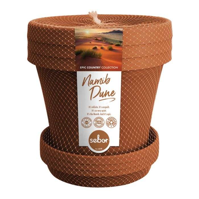 BULK PACK 6 X SEBOR SUPER POT & SAUCER ST 15CM X3 NAMIB DUNE