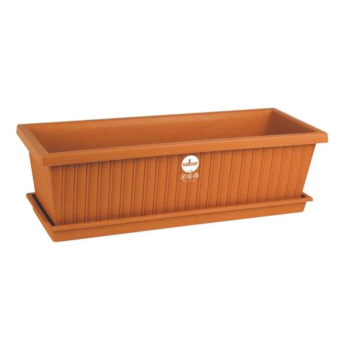 BULK PACK 4 X SEBOR WINDOW BOX & SAUCER ST 50CM TERRA