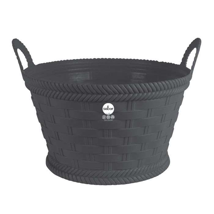 BULK PACK 3 X SEBOR TRUG WOVEN BASKET 44CM CHARCOAL