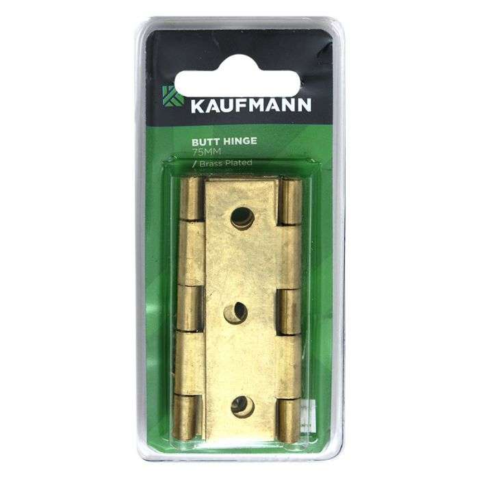 KAUFMANN BUTT HINGE 75MM BRASS PLATED (PAIR)