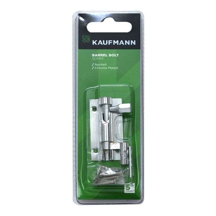KAUFMANN BARREL BOLT 50MM CHR PLATED NECKED