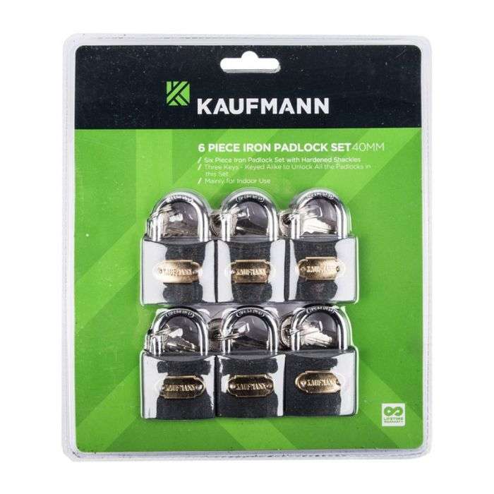 KAUFMANN STEEL LOCK SET 6 PC 30MM