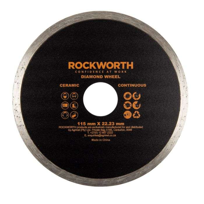 ROCKWORTH DIAMOND WHEEL 115MM CONTINUOUS RIM
