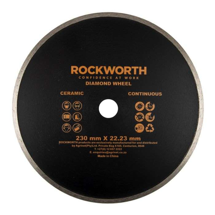 ROCKWORTH DIAMOND WHEEL 230MM CONTINUOUS RIM