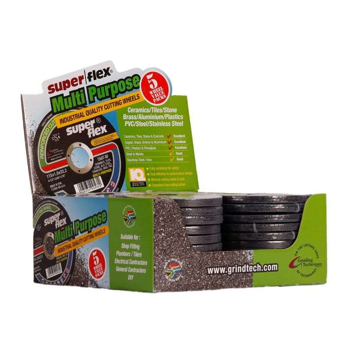 BULK PACK 40 X SUPERFLEX CUTTING DISC MULTI PURPOSE 115 5PK (DISPLAY PACK)